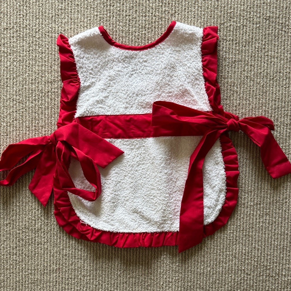 Red and White TBBC cover up - Ruffled Apron with Bows - never worn!